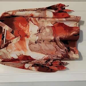 Alfani Orange and Cream Blouse Elegant Top